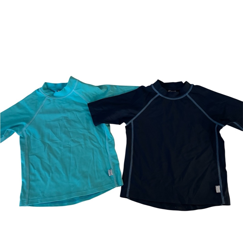 i play. Blue and Black Rashguards for Swim